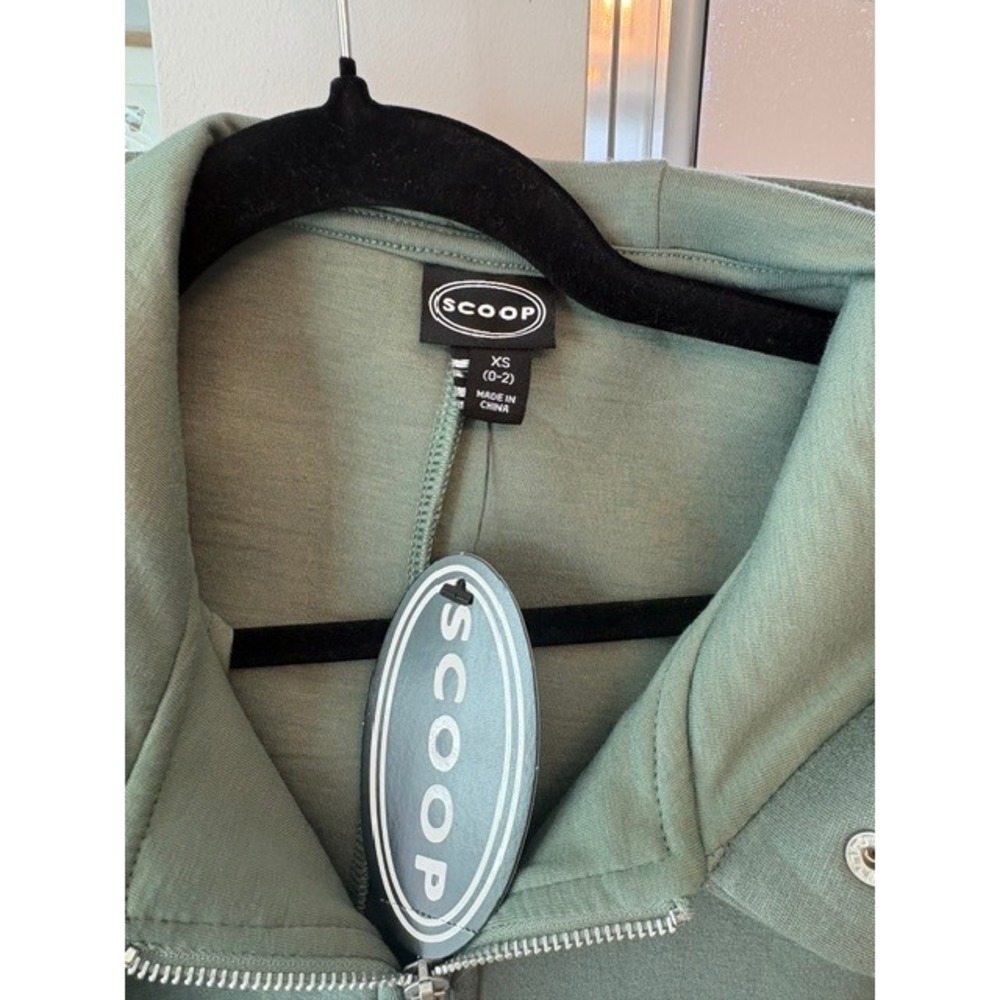 NWT Scoop Scuba Zip-Up Hoodie Jacket Sage Green XS Oversized Drawstring Hem - Picture 2 of 5